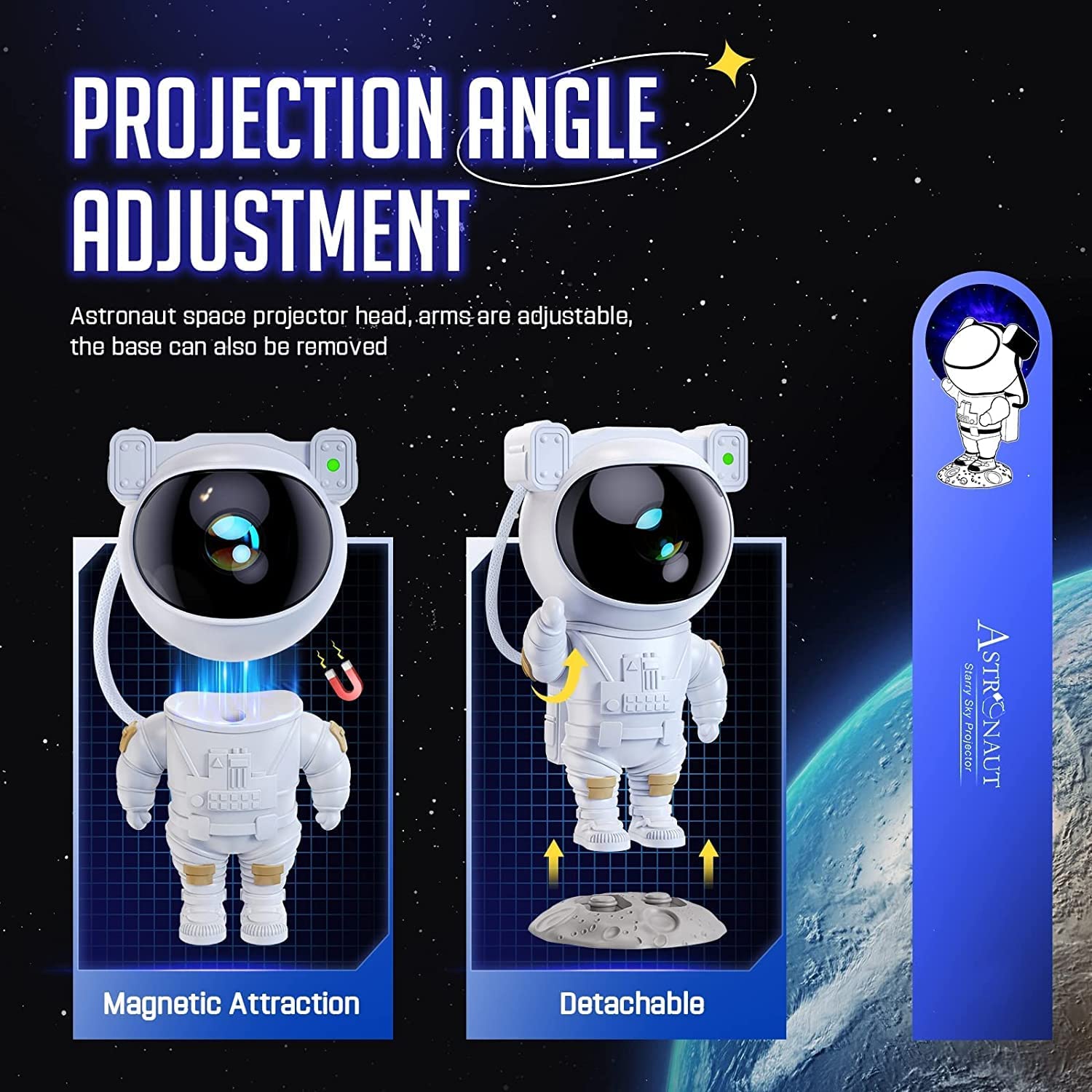 Astronaut Galaxy Projector Night Light | 360° Adjustable Nebula Lamp with Remote & Timer | Star Projector for Kids Bedroom, Baby Room, Gaming Room, Home & Party Décor